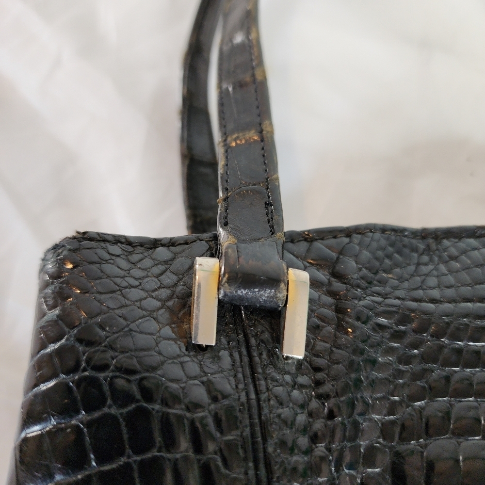 AUTHENTIC GUCCI SUPER RARE 1950s RESTORATION PIECE BLACK CROCODILE - Picture 3 of 16
